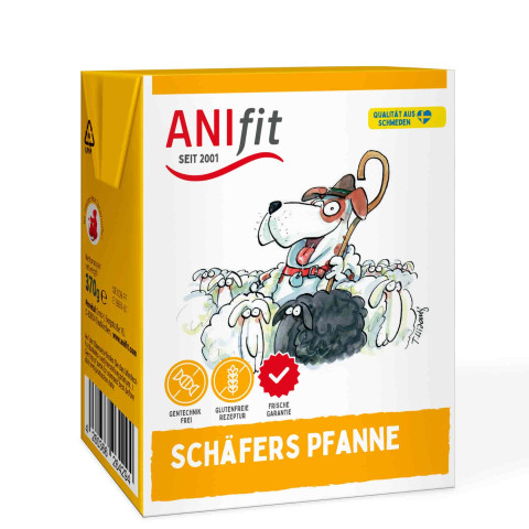 Hund Nassfutter Schäfers Pfanne 370g 6 Stück im Tetra Pak -1- Anifit